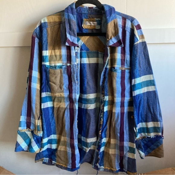 NWOT We The Free So Long Summer Plaid Top Blue Sz S